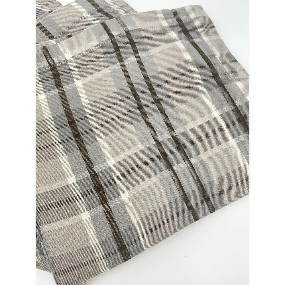 Pottery Barn Plaid Tartan Neutral Gray Beige Brown Tan Napkins 20x20” Set Of 4